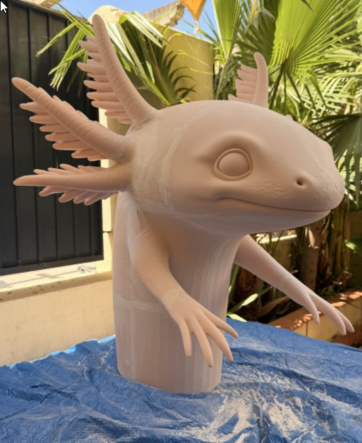 The assembled sculpture before the final painting stage.